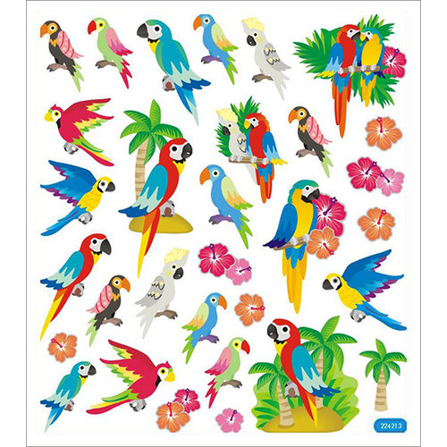 Sticker King - Clear Stickers with Foil Accents - Parrots