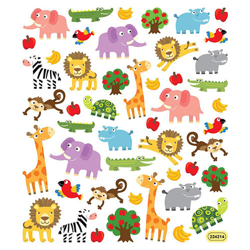 Sticker King - Clear Stickers with Foil Accents - Zoo Fun