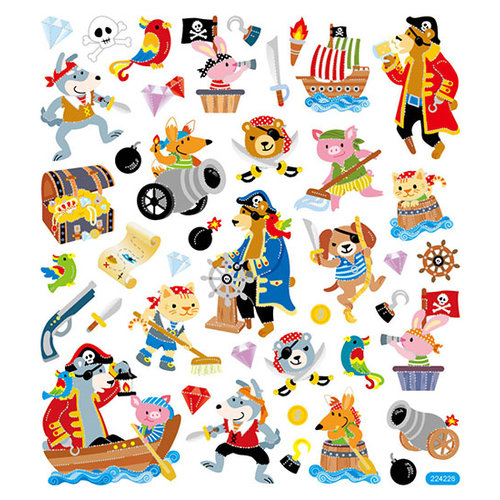 Sticker King - Clear Stickers with Foil Accents - Animal Pirates