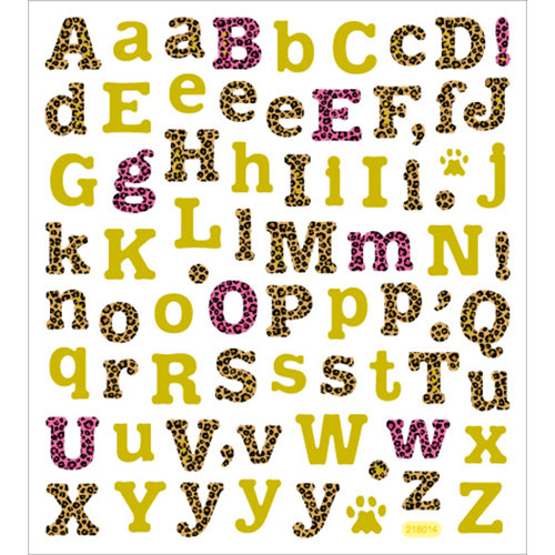 Sticker King - Clear Stickers with Glitter Accents - Leopard Print Alphabet