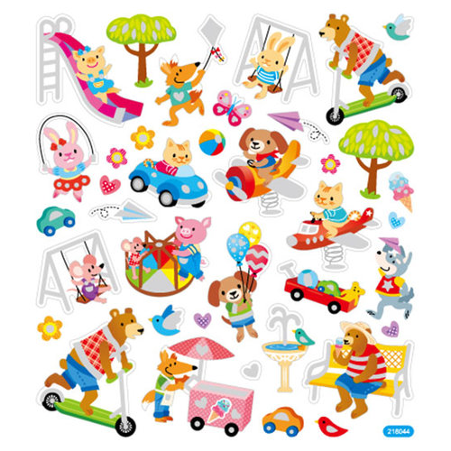 Sticker King - Clear Stickers with Glitter Accents - Animals at Play