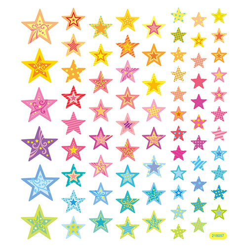 Sticker King - Clear Stickers - Colored Glitter Stars