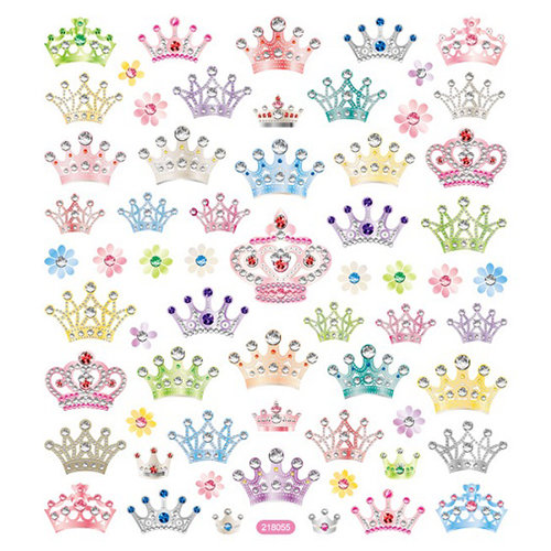 Sticker King - Clear Stickers with Glitter Accents - Bejeweled Crowns