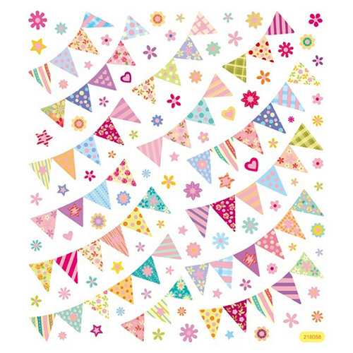 Sticker King - Clear Stickers with Glitter Accents - Pennant Flags