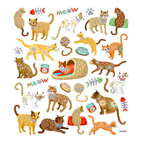 Sticker King - Cardstock Stickers with Glitter Accents - Cats Meow