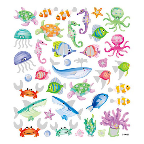 Sticker King - Cardstock Stickers with Glitter Accents - Undersea Life