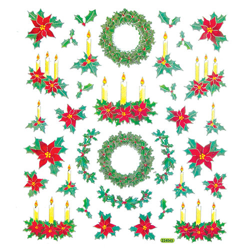 Sticker King - Clear Stickers - Christmas - Traditional Wreath and Candles