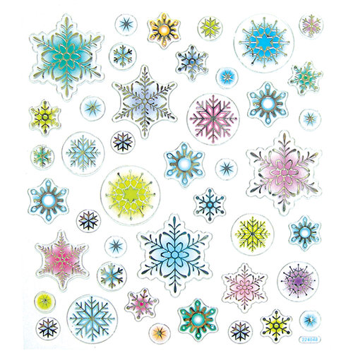 Sticker King - Clear Stickers - Snowflakes in Pastel