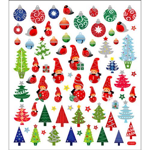 Sticker King - Cardstock Stickers - Christmas Gnomes and Trees
