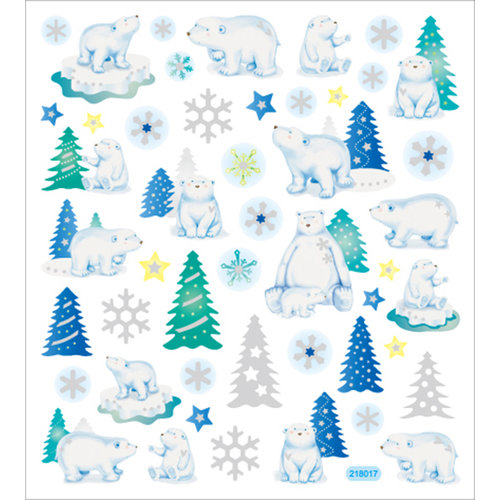 Sticker King - Clear Stickers - Glitter Polar Bears