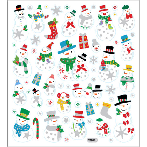 Sticker King - Clear Stickers - Glitter Snowmen