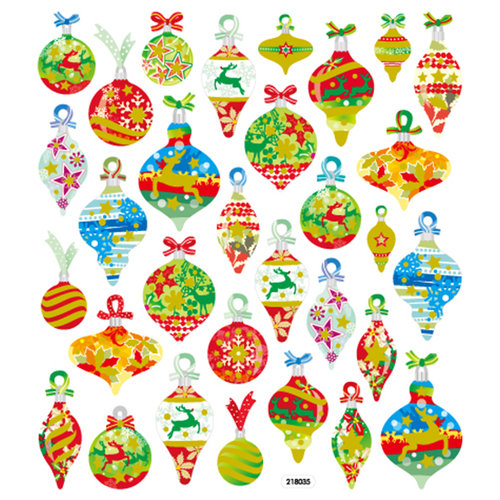 Sticker King - Clear Stickers - Christmas - Glitter Bulbs