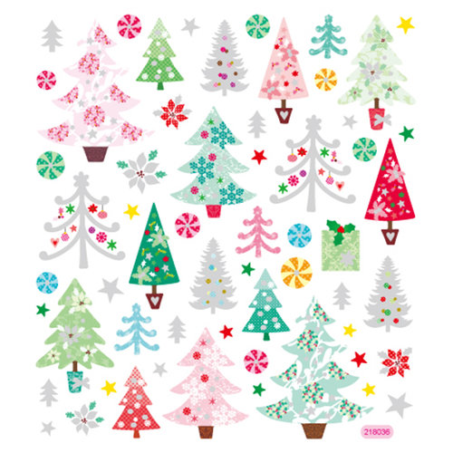 Sticker King - Clear Stickers - Christmas - Glitter Trees