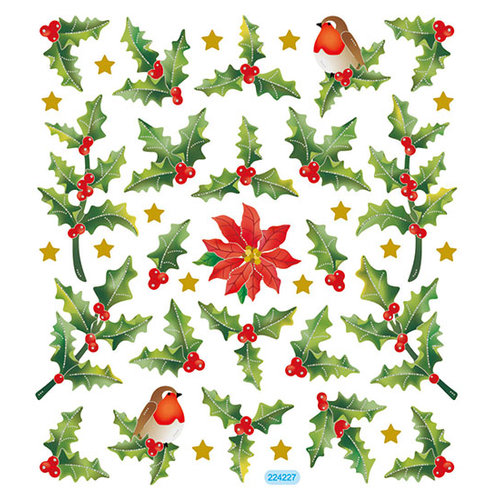 Sticker King - Clear Stickers - Christmas - Holly Berries and Birds