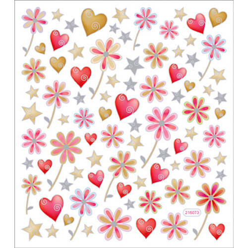 Sticker King - Cardstock Stickers - Hearts and Flowers