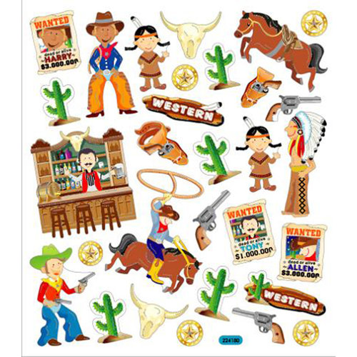 Sticker King - Clear Stickers - Cowboys and Indians