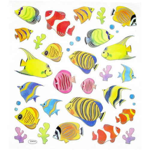 Sticker King - Clear Stickers with Foil Accents - Tropical Fish