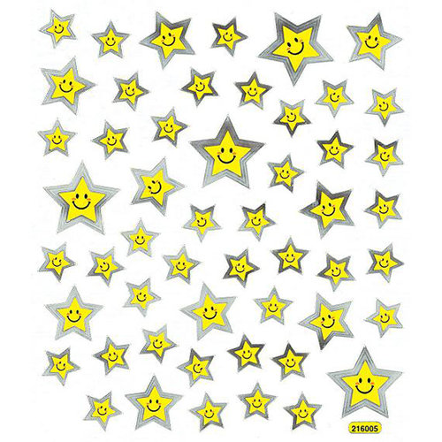 Sticker King - Cardstock Stickers with Foil Accents - Happy Face Stars