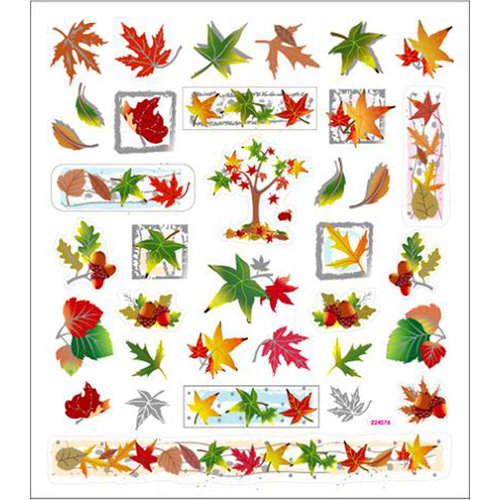 Sticker King - Clear Stickers with Foil Accents - Fall Leaves