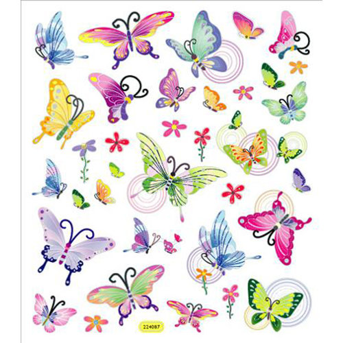 Sticker King - Clear Stickers with Foil Accents - Butterflies in Flight