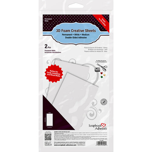 3L - Scrapbook Adhesives - 3D Foam Creative Sheets - White - 6 x 12