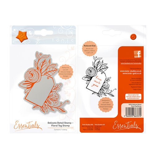 Tonic Studios - Delicate Detail Collection - Cling Mounted Rubber Stamps - Floral Tag