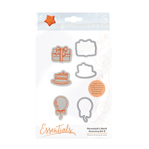 Tonic Studios - Marmalades World Collection - Dies and Cling Mounted Rubber Stamps - Accessory Set 3