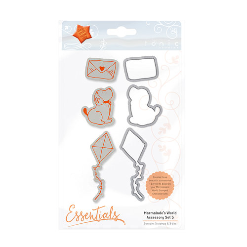 Tonic Studios - Marmalades World Collection - Dies and Cling Mounted Rubber Stamps - Accessory Set 5