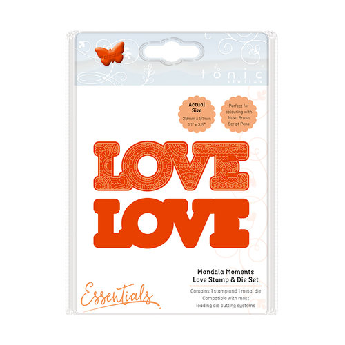 Tonic Studios - Mandala Moments Collection - Dies and Cling Mounted Rubber Stamps - Love