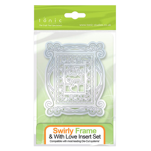 Tonic Studios - Metal Dies - Swirl Frame and With Love Insert Keepsakes Die Set