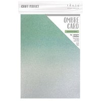 Tonic Studios - Spring Meadow Collection - Craft Perfect - Ombre Glitter Card - 8.5 x 11 - Opalescent Green - 5 Pack