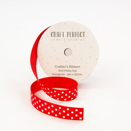 Tonic - Santa's Workshop Collection - Craft Perfect - Crafter's Ribbon - Red Polka Dot