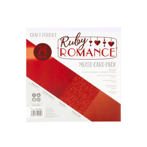 Tonic Studios - Craft Perfect - 6 x 6 Mixed Solids Card Pack - Ruby Romance
