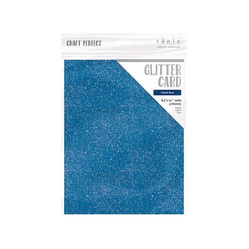 Tonic Studios - Blue Blossom Collection - Craft Perfect - Glitter Card - 8.5 x 11 - Cobalt Blue - 5 Pack