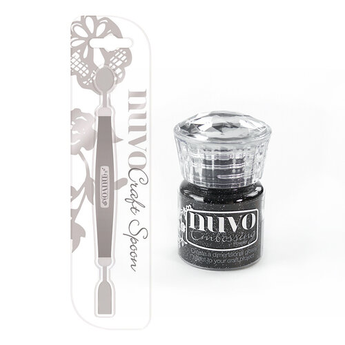 Nuvo - Craft Spoon and Embossing Powder - Glitter Noir - 2 Pack Set