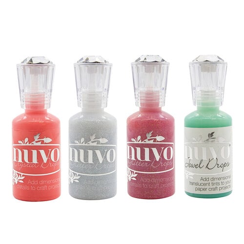 Nuvo - Merry and Bright Collection - Glitter, Jewel and Crystal Drops - 4 Pack Set