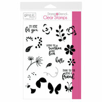 Gina K Designs - Stamp 'n Stencil - 5.5 x 8.5 - Stamp Set - Petals And Wings