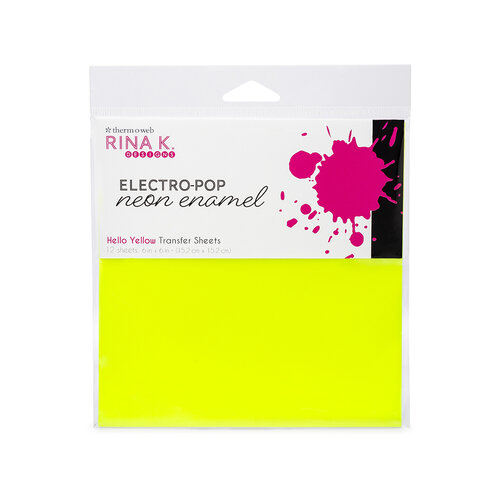 Rina K Designs - 6 x 6 Neon Enamel Transfer Sheets - Hello Yellow - 12 Pack