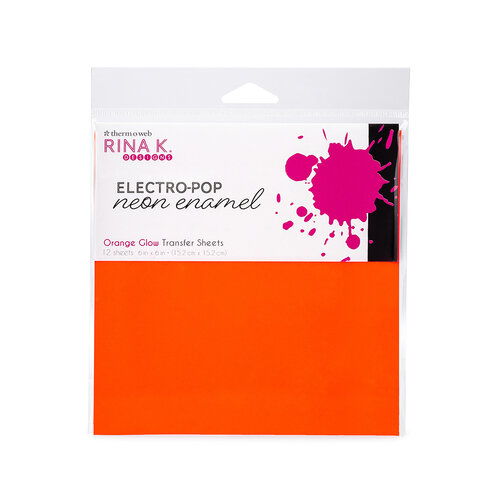 Rina K Designs - 6 x 6 Neon Enamel Transfer Sheets - Orange Glow - 12 Pack