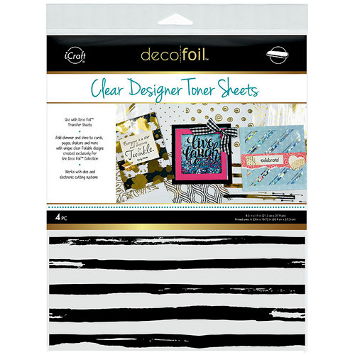 Therm O Web - iCraft - Deco Foil - 8.5 x 11 - Clear Designer Toner Sheets - Distressed Lines - 4 Pack