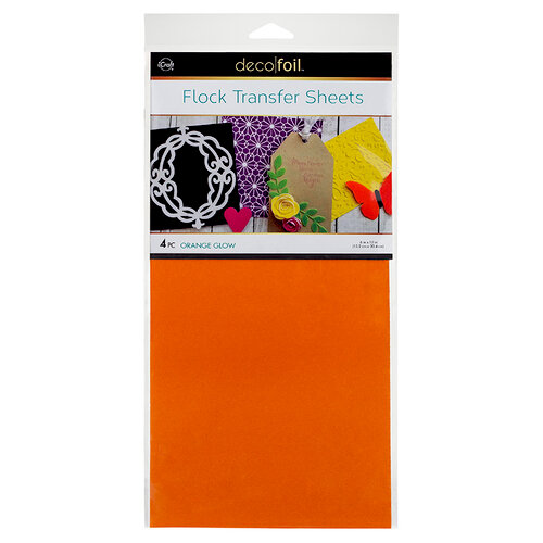 Therm O Web - iCraft - Deco Foil - 6 x 12 Flock Transfer Sheets - Orange Glow - 4 Pack