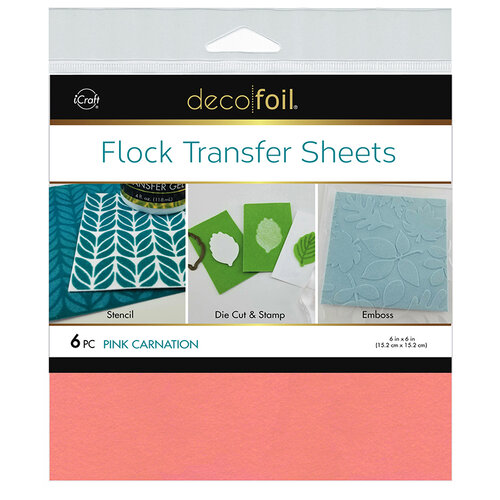 Therm O Web - iCraft - Deco Foil - 6 x 6 Flock Transfer Sheets - Pink Carnation - 6 Pack
