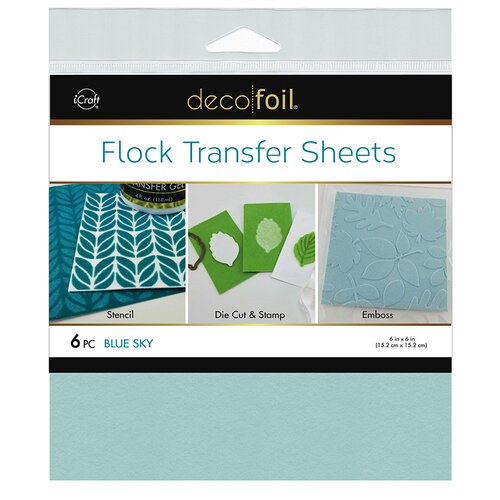 Therm O Web - iCraft - Deco Foil - 6 x 6 Flock Transfer Sheets - Blue Sky - 6 Pack