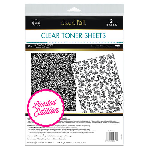 Therm O Web - iCraft - Deco Foil - Clear Toner Sheets - 8.5 x 11 - Blossom Buddies - 2 pack