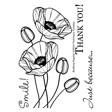 Technique Tuesday - Clear Photopolymer Stamps - Budding Poppies