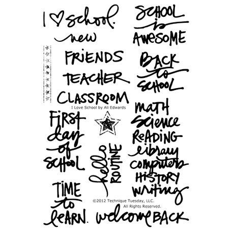Technique Tuesday - Clear Acrylic Stamps - I Love School by Ali Edwards