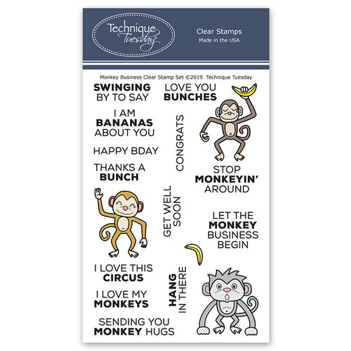 Technique Tuesday - Animal House Collection - Clear Photopolymer Stamps - Monkey Business