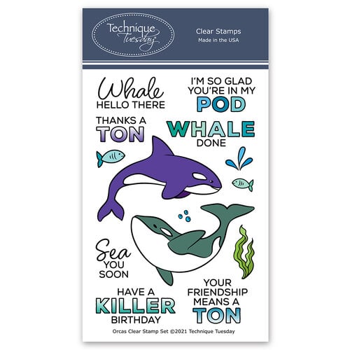 Technique Tuesday - Animal House Collection - Clear Photopolymer Stamps - Orcas