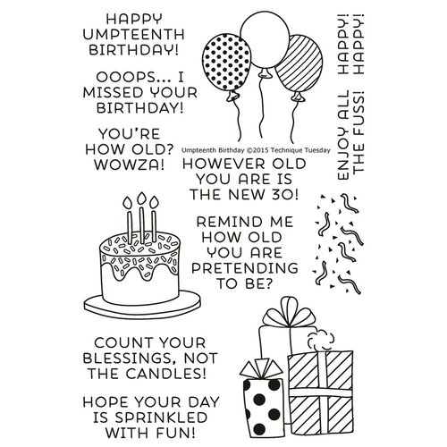 Technique Tuesday - Clear Photopolymer Stamps - Umpteenth Birthday