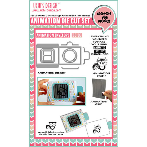 Uchis Design - Animation Die Cut and Clear Acrylic Stamps Combo - Animation Envelope